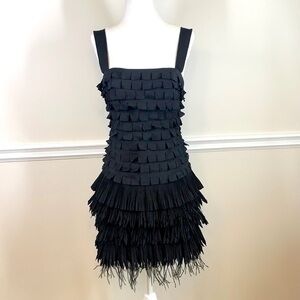 BCBG MaxAzria Black Feather Cocktail Dress 0